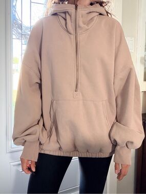 Ampersand Ave Oversized Half Zip in Sand